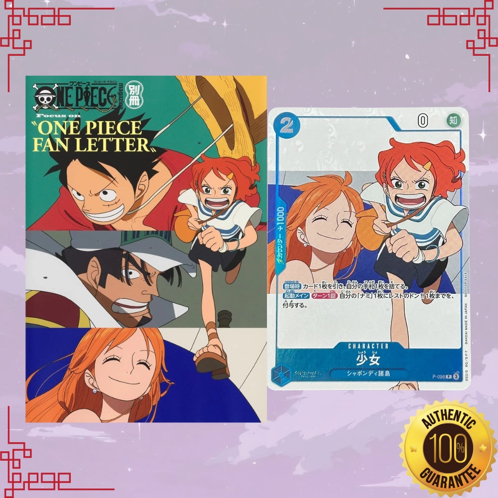 One Piece Japanese Girl P-096 Promo Card with Magazine